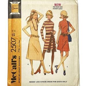 McCall's 2507 Vintage Sewing Pattern Misses' & Junior Dress Size 13 Uncut